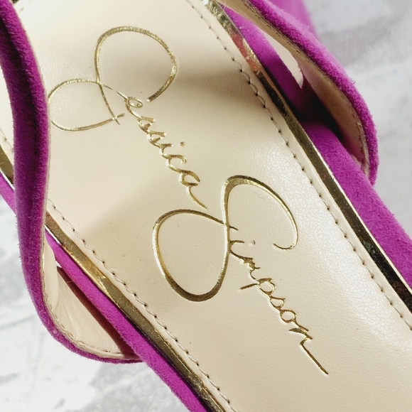 NEW Jessica Simpson Fuchsia Purple Buckle Ankle Strap Platform Heels M1004 - Picture 10 of 13